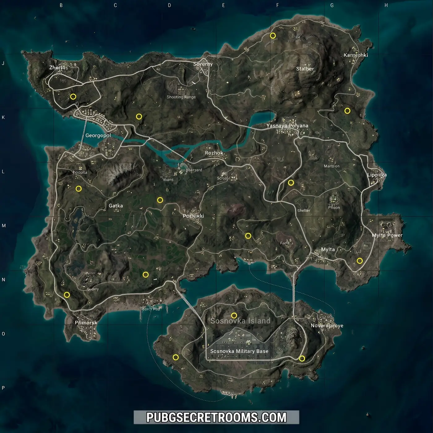 Erangel secret room locations map